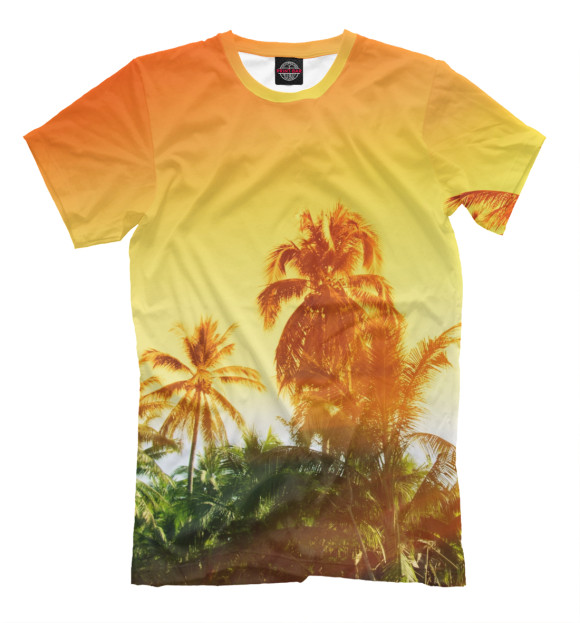 Мужская футболка с изображением Пальмы цвета Молочно-белый