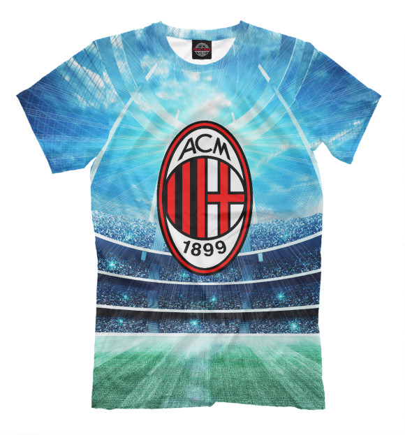Футболка для мальчиков с изображением FC Milan цвета Грязно-голубой