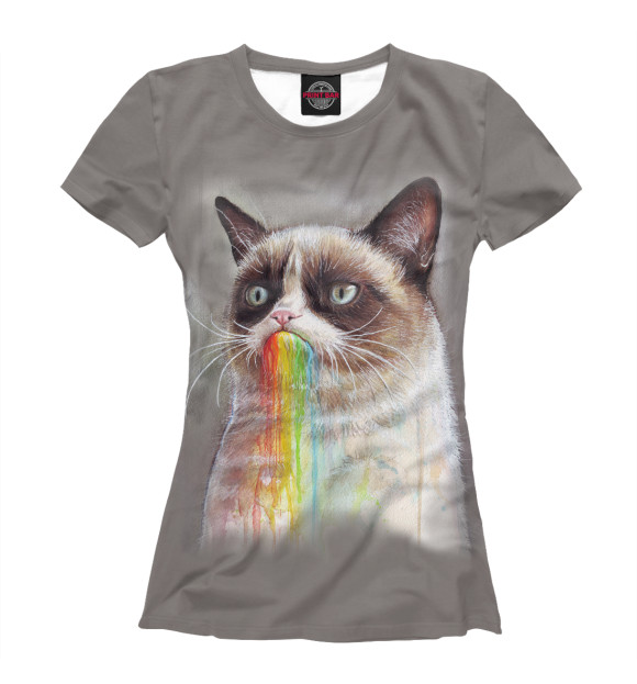 Женская футболка с изображением Grumpy Cat цвета Белый