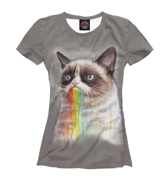 Футболка для девочек с изображением Grumpy Cat цвета Белый