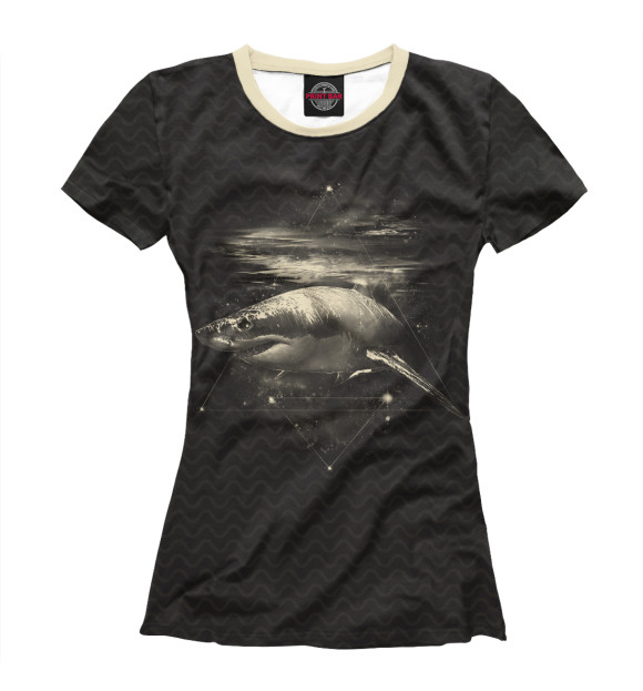 Женская футболка с изображением Cosmic Shark цвета Белый