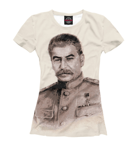 Женская футболка с изображением Сталин цвета Белый