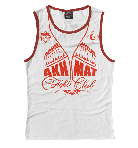 Женская майка с притом Fight Club Akhmat White цвета Белый Женская майка с изображением Fight Club Akhmat White цвета Белый