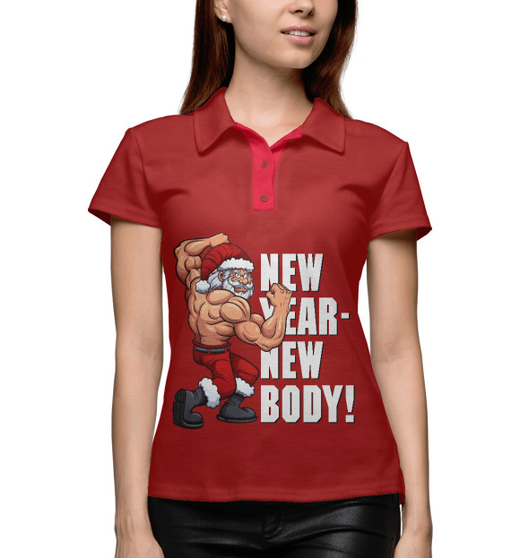 Женское поло с изображением New Year - New Body! цвета Белый