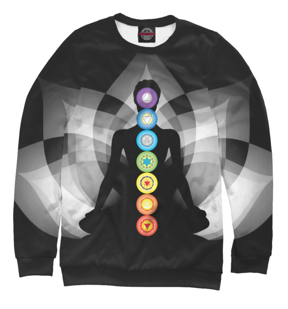 Свитшот для девочек с изображением Йога, мандала цвета Белый