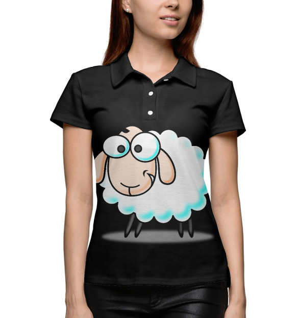 Женское поло с изображением Овечка цвета Белый