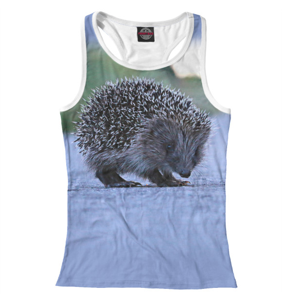 Женская майка-борцовка с изображением Ежик цвета Белый