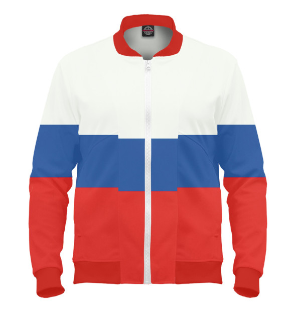 Мужской бомбер с изображением Триколор и герб цвета Белый