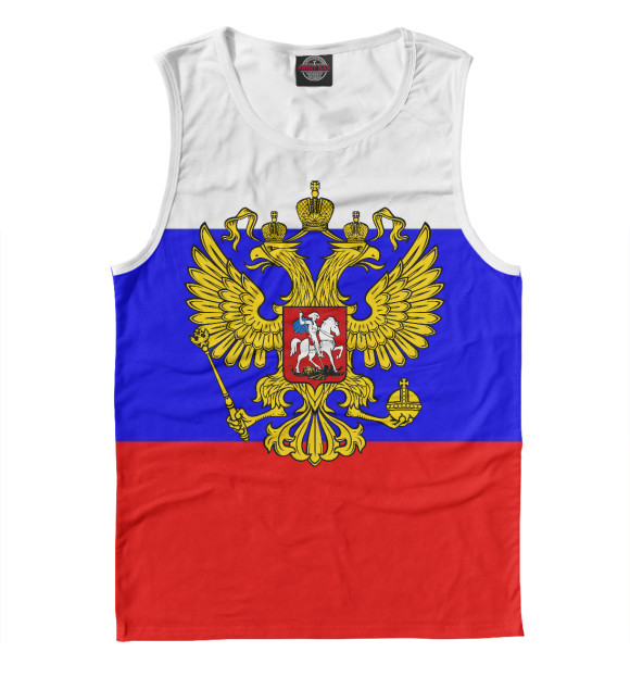 Мужская майка с изображением Герб Российской Федерации цвета Белый