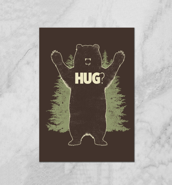 Плакат с изображением Медведь цвета Белый