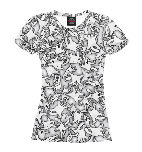 Женская футболка с изображением Летящие коты Саймона цвета Белый