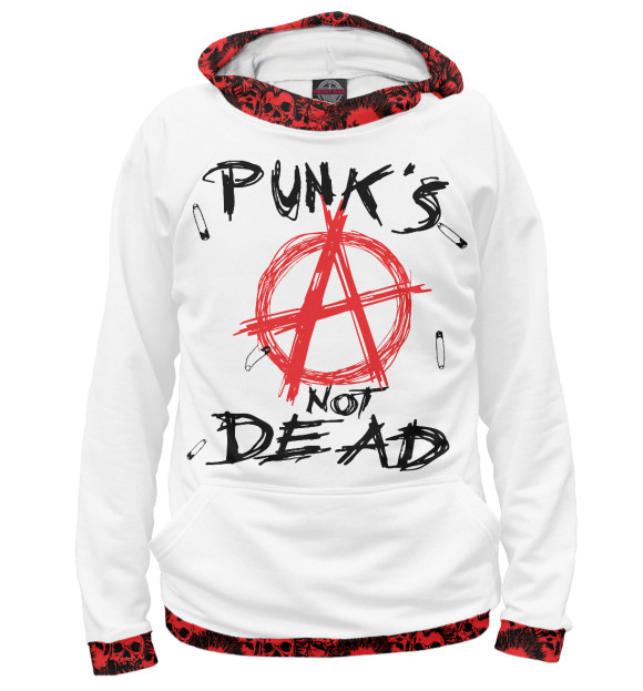 Женское худи с изображением Punks not dead цвета Белый