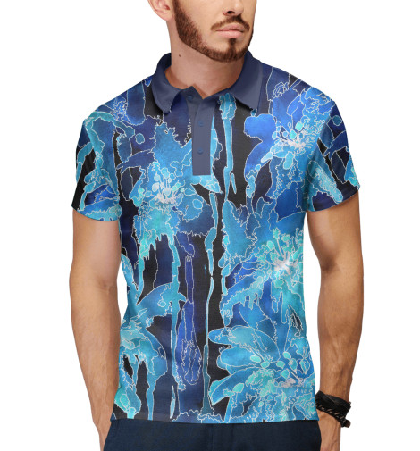 

Поло Print Bar, Белый, синяя инверсия