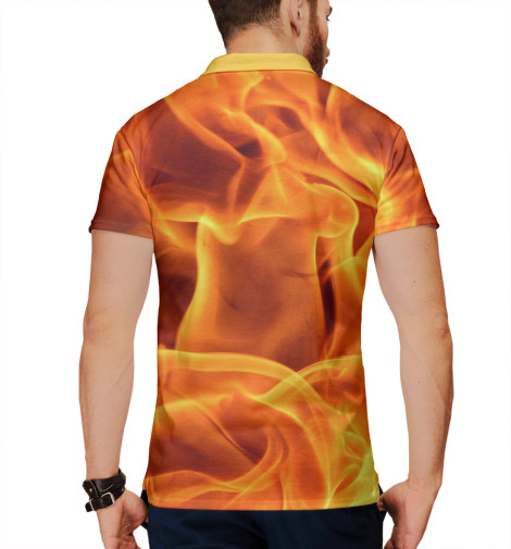 

Поло Print Bar, Белый, Яркий огонь