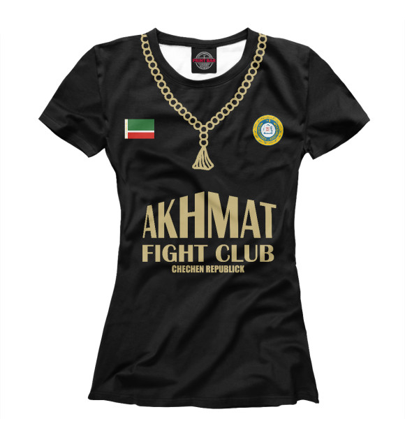 Женская футболка с изображением Akhmat Fight Club цвета Белый