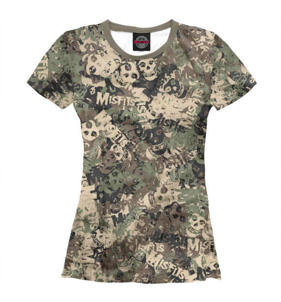 Женская футболка с изображением Misfits  камуфляж цвета Белый
