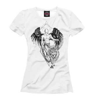 Женская футболка Ангел и лев
