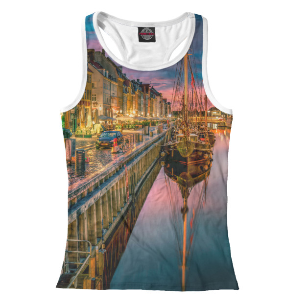 Женская майка-борцовка с изображением Копенгаген цвета Белый