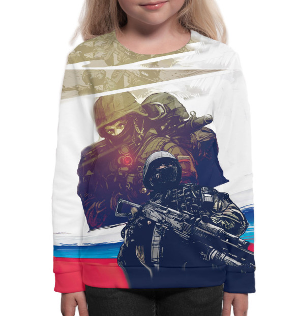 Свитшот для девочек с изображением Солдаты цвета Белый