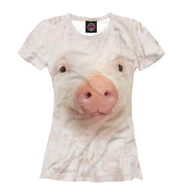 Футболка для девочек с изображением Хрюшка цвета Белый