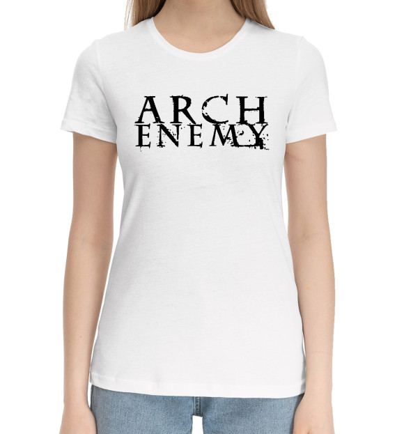 Женская хлопковая футболка с изображением Arch Enemy цвета Белый