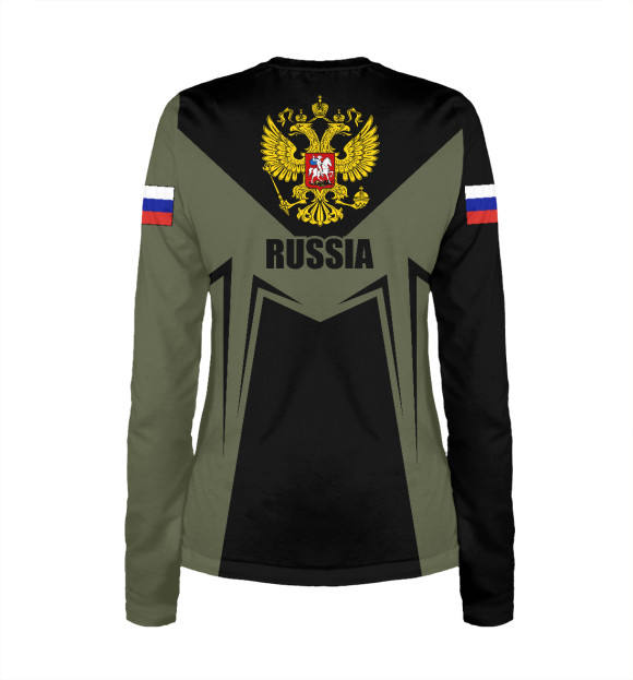Женский лонгслив с изображением Россия - герб цвета Белый