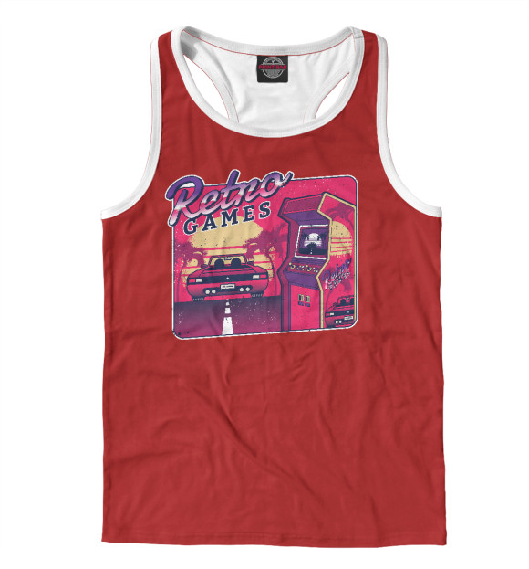 Мужская майка-борцовка с изображением Retro arcade gaming цвета Белый