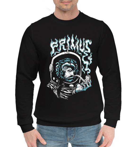 Мужской хлопковый свитшот с изображением Примус примат цвета Черный