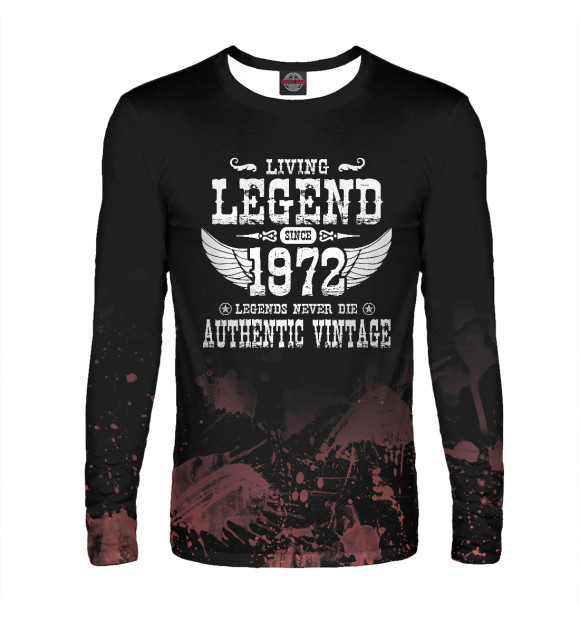 Мужской лонгслив с изображением LIVING LEGEND SINCE 1972 цвета Белый