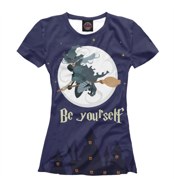 Женская футболка с изображением Be yourself цвета Белый