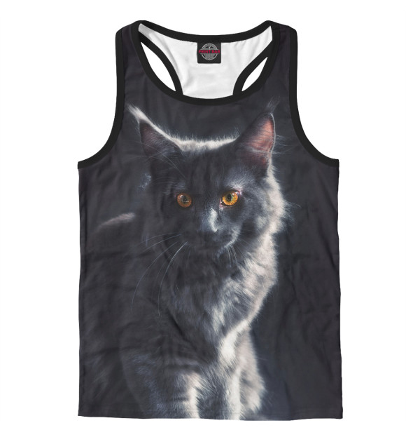 Мужская майка-борцовка с изображением Мейн кун цвета Белый