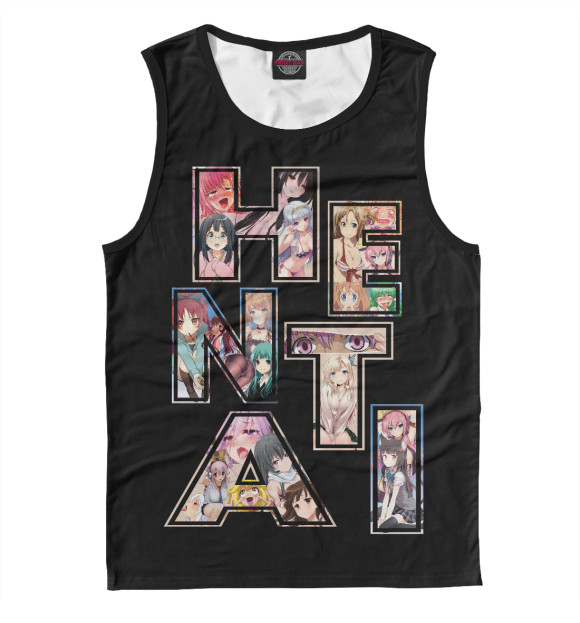 Мужская майка с изображением Hentai буквы цвета Белый