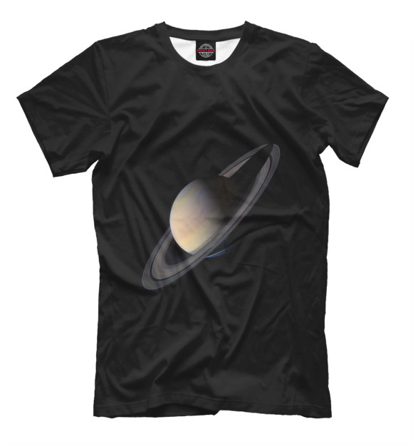 Мужская футболка с изображением Сатурн цвета Черный