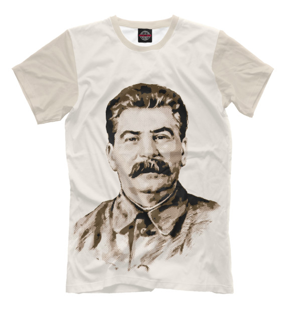 Мужская футболка с изображением Сталин цвета Молочно-белый