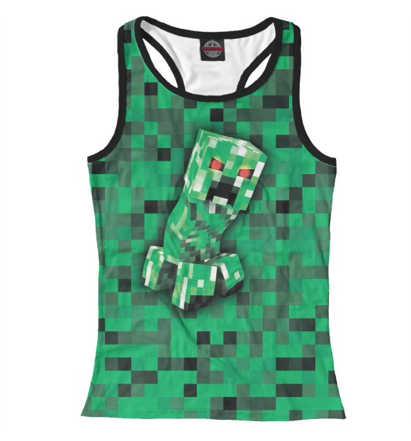 Женская майка-борцовка с изображением Minecraft Creeper цвета Белый