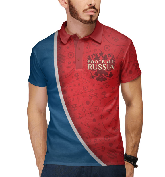 Мужское поло с изображением Football Russia цвета Белый