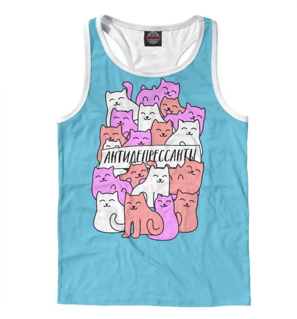 Мужская майка-борцовка с изображением Антидепрессанты цвета Белый