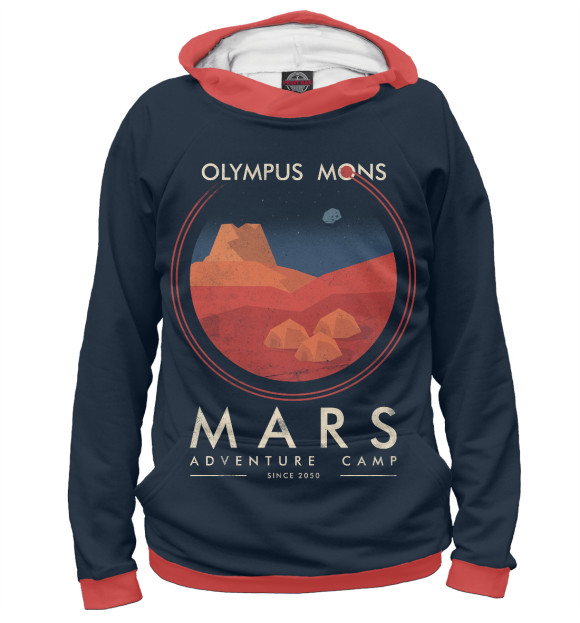 Женское худи с изображением Mars Adventure Camp цвета Белый