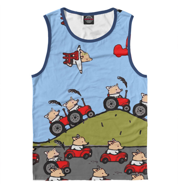 Мужская майка с изображением Поросёнок Пётр цвета Белый