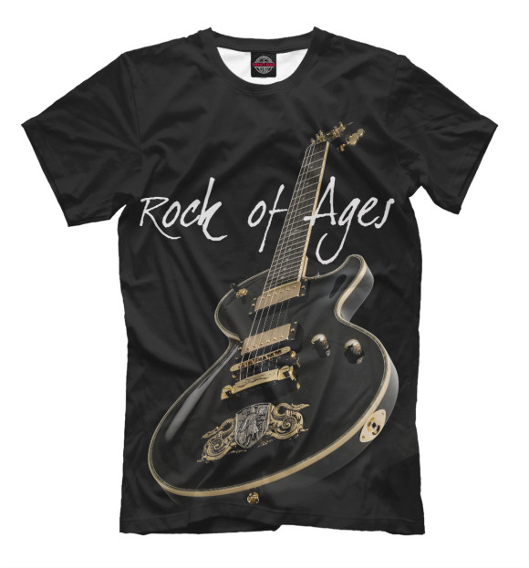Мужская футболка с изображением Рок гитара цвета Черный