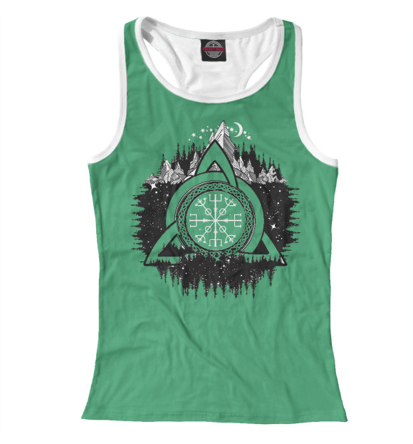 Женская майка-борцовка с изображением Вегвизир Рунический Компас цвета Белый