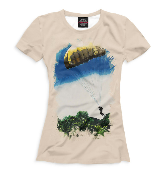 Женская футболка с изображением Парашютист цвета Белый