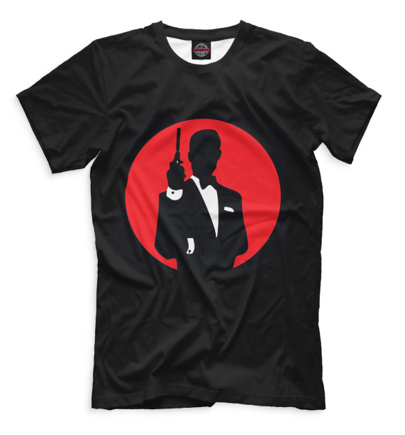 Мужская футболка с изображением Джеймс Бонд цвета Черный