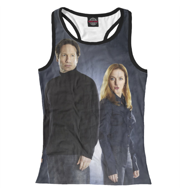 Женская майка-борцовка с изображением Малдер и Скалли цвета Белый