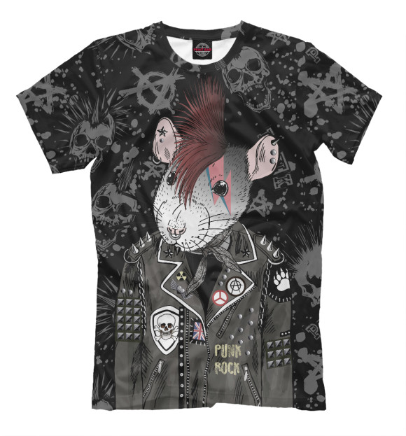 Футболка для мальчиков с изображением Крыса в косухе цвета Белый