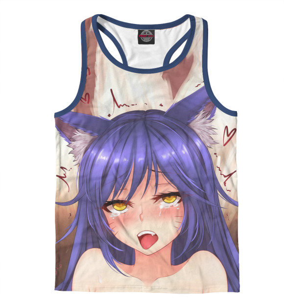 Мужская майка-борцовка с изображением Хентай Лицо цвета Белый