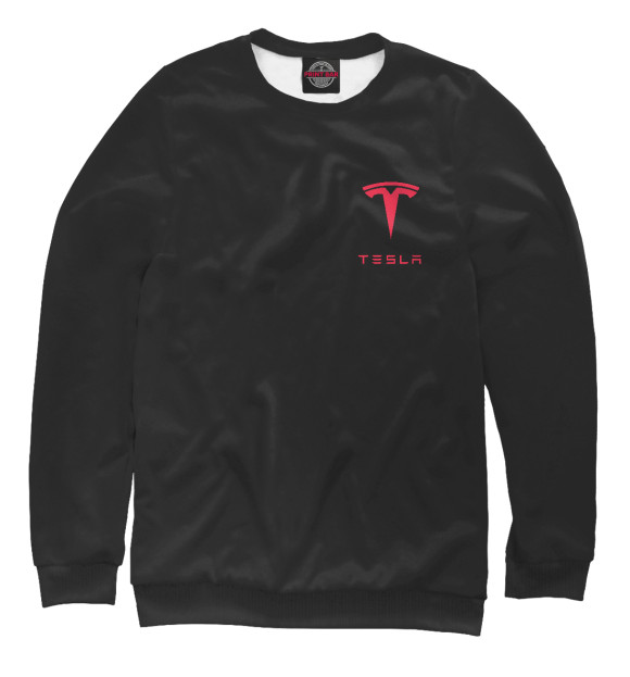 Мужской свитшот с изображением Tesla-Model цвета Белый