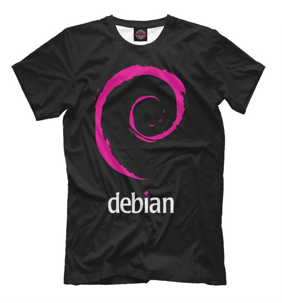 Футболка для мальчиков с изображением Debian Linux цвета Черный