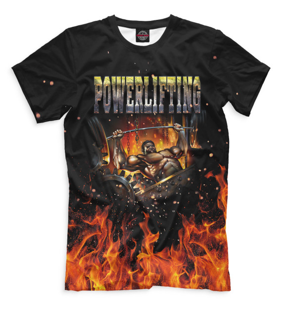Мужская футболка с изображением Пауэрлифтинг цвета Черный