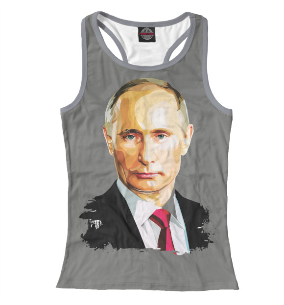 Женская майка-борцовка с изображением Путин В.В. цвета Белый